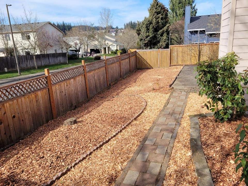 bark chips landscaping project.